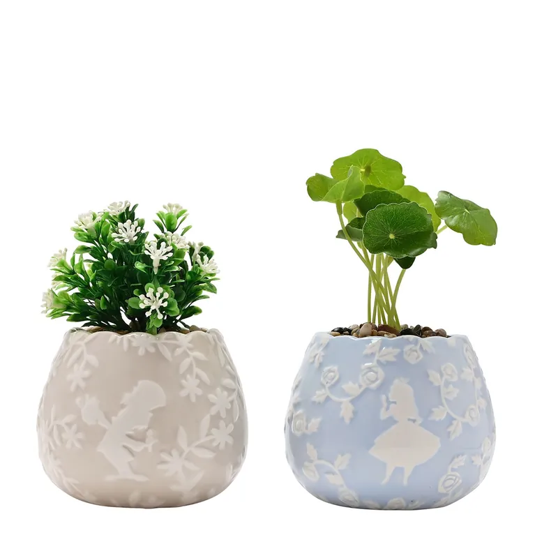 Acheter Direct Disney: Alice in Wonderland Set of 2 Mini Planters with Faux Plants